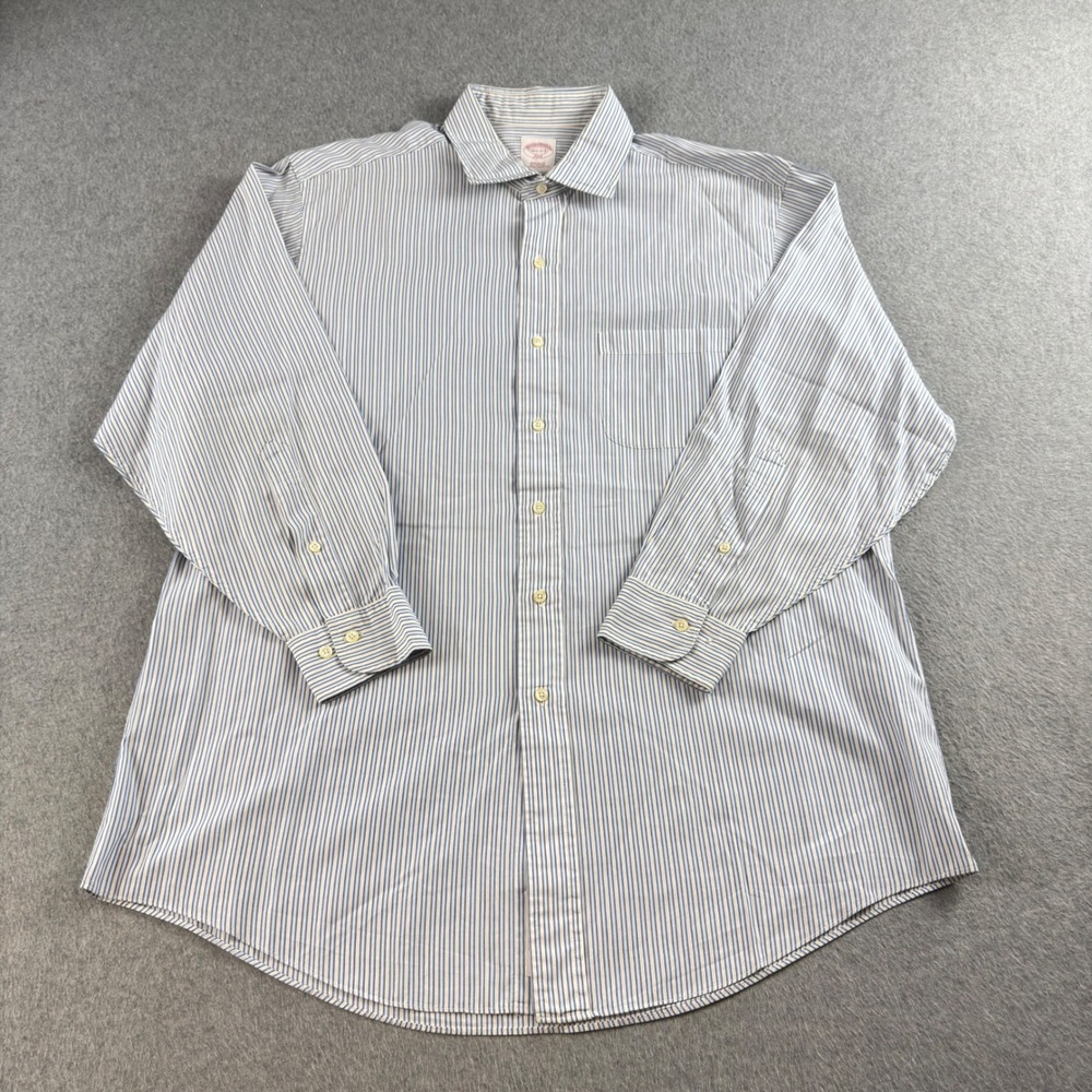 Brooks Brothers 346 Mens M 16.5 32/33 Regular Fit Blue Striped Cotton Shirt NOTE